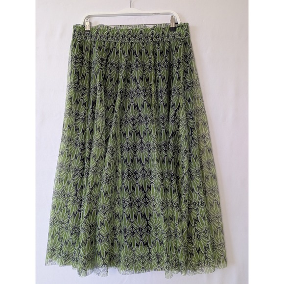 Cato Forest Fairy Green Leaf Mesh Maxi Skirt Flowy Tulle Overlay Womens Large - Picture 1 of 8